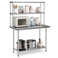 thumbnail image 1 of 48 x 12 Inch Kitchen Stainless Steel Overshelf with Adjustable Lower Shelf, 1 of 5
