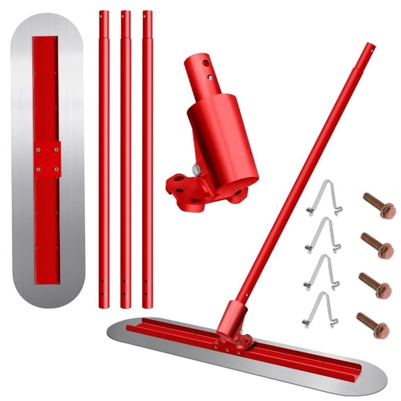 48" x 12" Stainless Steel Concrete Trowel, Red Bull Float with Adjustable Rotary Regulator, Lightweight Finishing Tool for Smoothing Rough Concrete and Leveling