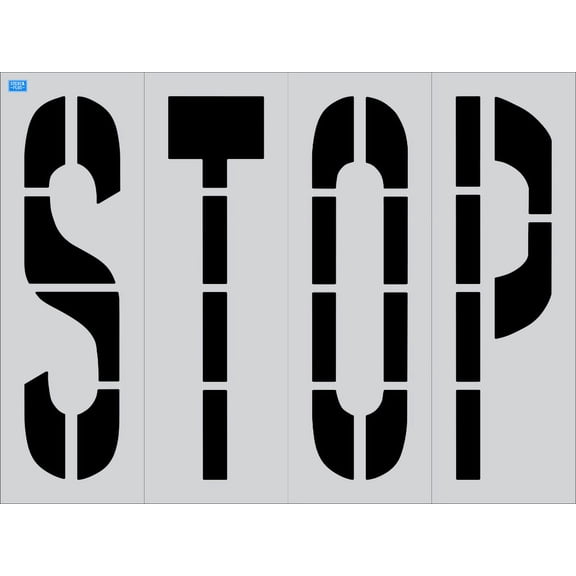 48" x 12" Word - STOP Parking Lot Pavement Marking Stencil Thickness: .125