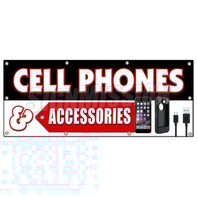 48 x 120 in. Cell Phones & Accessories Banner Sign - Burner Lg Samsung No Contract
