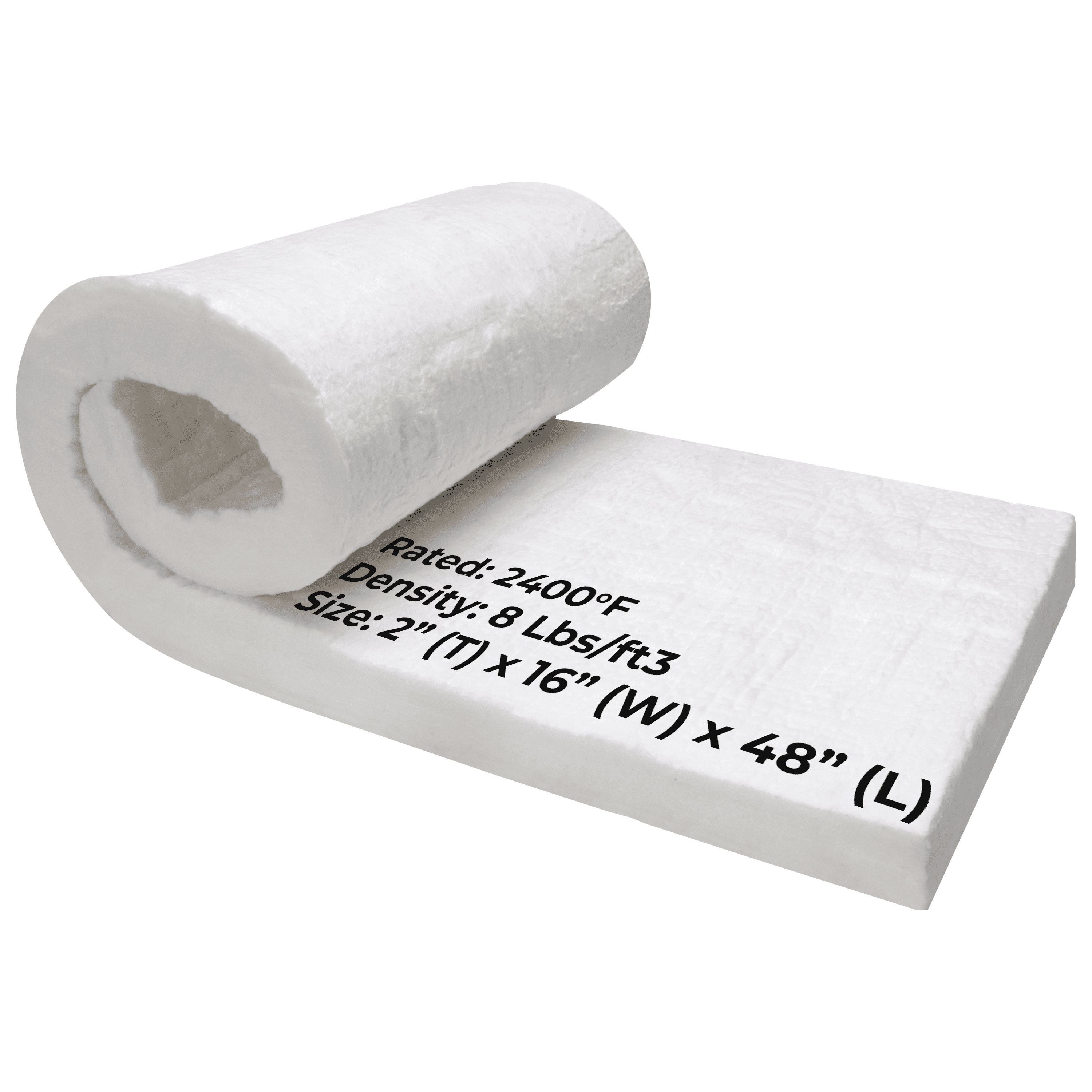 48" x 16" x 2" Thick Ceramic Fiber Blanket 2400F 8 Density High