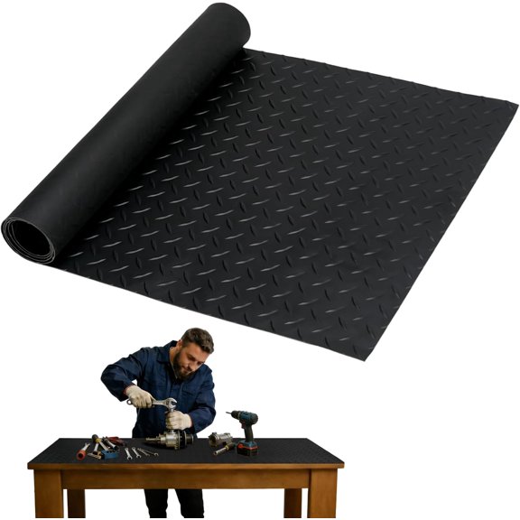 48" x 17" Work Bench Mat, Non-Slip Textured PVC Bench Pad, Enhanced 2 mm Thick Scratch-Resistant Tool Bench Liner for Woodworking, DIY, Garage & Tabletop Protection