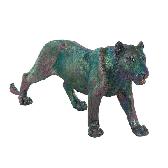 48" x 22" Multi Colored Resin Standing Leopard Sculpture with Rainbow Shimmer Finish, by DecMode