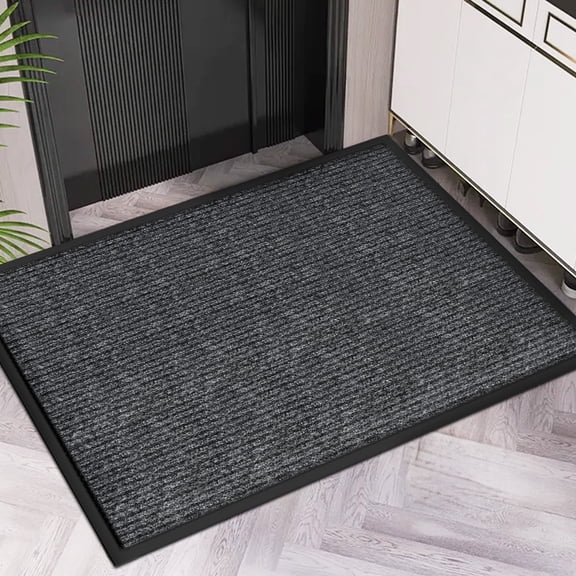 WILALY 48" x 24" Front Door Mat, Heavy Duty Non Slip Rubber Backing, Low Profile Commercial Welcome Mat for Patio, Home and Office, Dark Gray