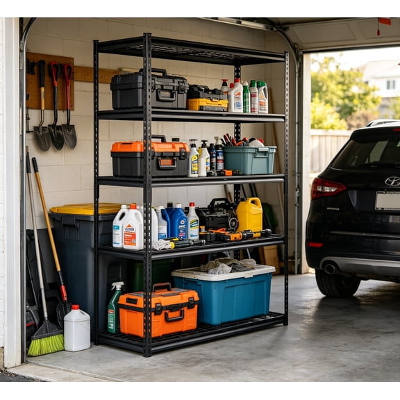 48" x 24" 5-Tier Heavy Duty Storage Rack, 2500 lbs Capacity Wire Shelving Unit with Reinforced Poles, Tool Free Assembly Metal Shelves for Garage, Warehouse, Kitchen, Pantry Organization