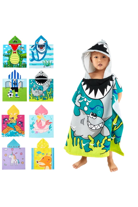 48" x 24" Bath Beach Pool Hooded Towel Warp for 3-7T Unisex Baby Toddler, Absorbent Poncho, Gray Whale