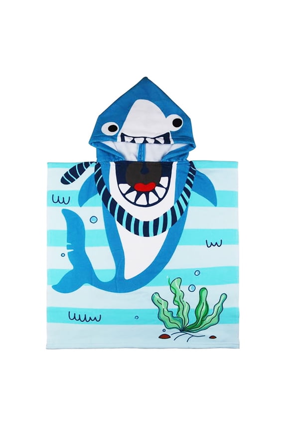 48" x 24" Bath Beach Pool Hooded Towel Warp for 3-7T Unisex Baby Toddler, Absorbent Poncho, Light blue Shark