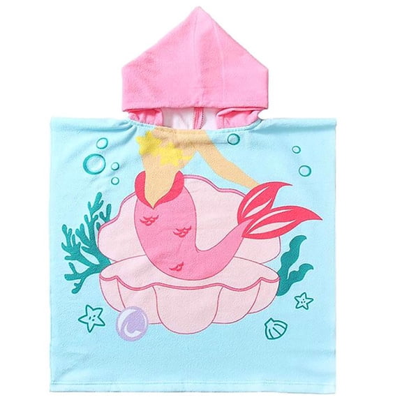 48" x 24" Bath Beach Pool Hooded Towel Warp for 3-7T Unisex Baby Toddler, Absorbent Poncho, Pink Little Mermaid