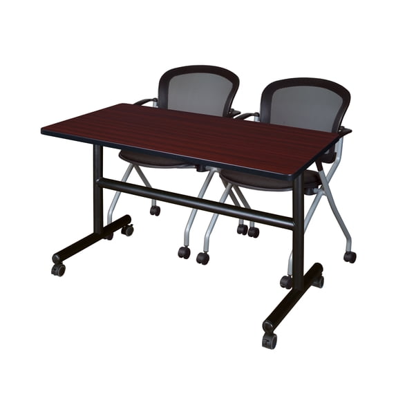 Regency Kobe 48 x 24 in. Flip-Top Training Nesting Table- Mahogany, 2 Cadence Nesting Chairs