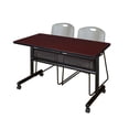 thumbnail image 1 of Romig Kobe 48 x 24 in. Flip-Top Privacy Nesting Table- Mahogany, 2 Zeng Stack Chairs- Grey, 1 of 7