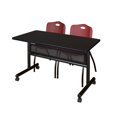 thumbnail image 1 of 48" x 24" Flip Top Mobile Training Table with Modesty Panel- Mocha Walnut and 2 "M" Stack Chairs- Burgundy, 1 of 7