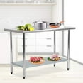 thumbnail image 1 of 48" x 24" Food Prep Table Kitchen Work Table Stainless Steel Table Heavy Duty Metal Kitchen Prep Table Commercial Kitchen Prep & Work Table,Galvanized, 1 of 7