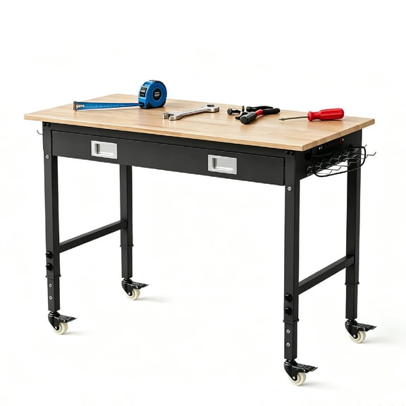 48 x 24 Inch Workbench, Adjustable Height, with Drawer