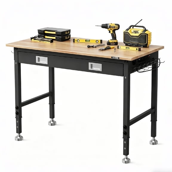 48 x 24 Inch Workbench, Adjustable Height, with Drawer