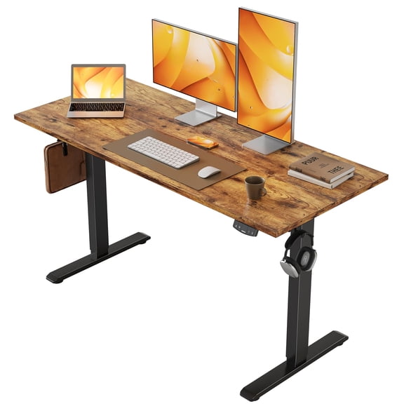 48 x 24 Inches Height Adjustable Electric Standing Desk, Ergonomic Sit Stand Computer Table with Memory Preset, Home Office Work Desk, Rustic Brown