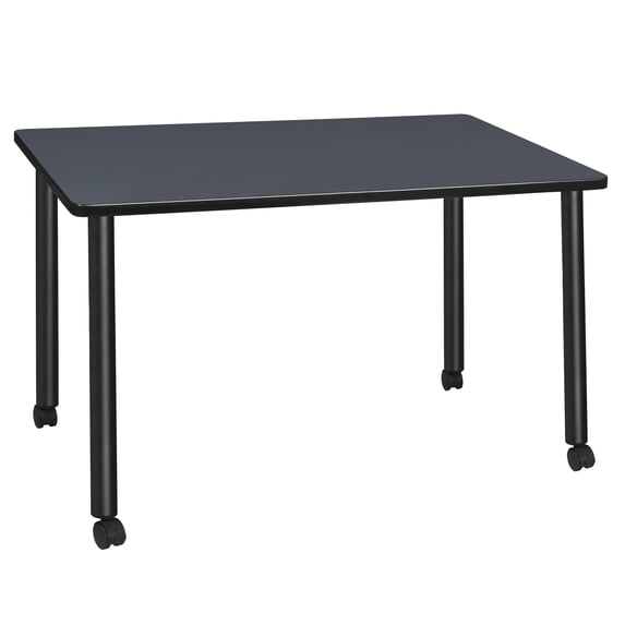 48" x 24" Kee Mobile Training Wood Table- Grey/ Black