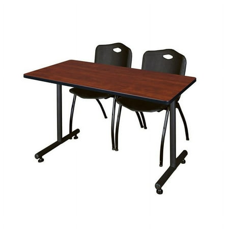 48" x 24" Kobe Training Table- Cherry & 2 'M' Stack Chairs- Black