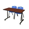 thumbnail image 1 of 48" x 24" Kobe Training Table- Cherry & 2 'M' Stack Chairs- Blue, 1 of 5