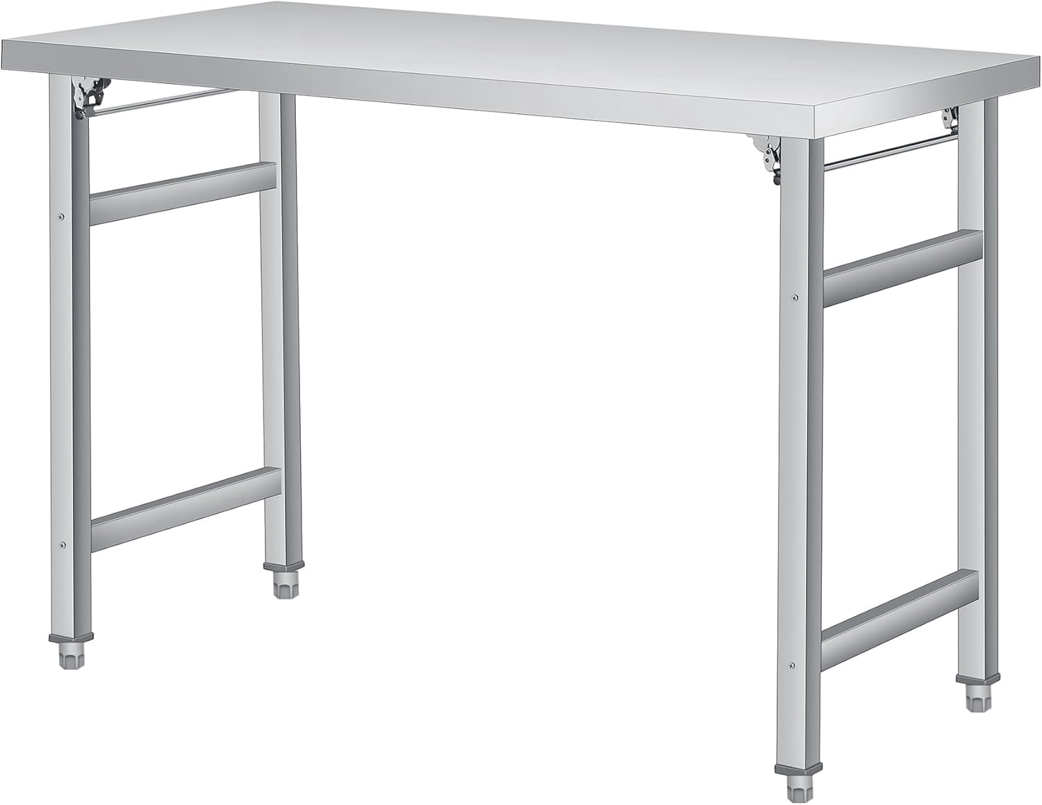48" x 24" Stainless Steel Folding Table - 520 LBS Commercial Foldable Prep Table, Open Base Worktable with Adjustable Undershelf and Feet, for Home Kitchen Restaurant Garage Warehouse, Heavy Duty