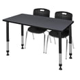 thumbnail image 1 of 48 x 24 in. Kee Height Adjustable Classroom Table, Grey & 2 Andy 18 in. Stack Chairs - Black, 1 of 1