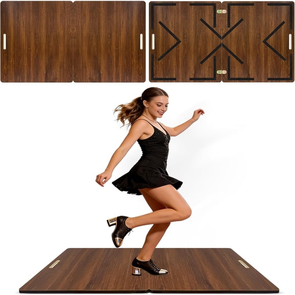 48'' x 27'' Foldable Tap Dance Floor - Portable Dance Floor for Most Surfaces, Two-Sided Folding Design Tap Board, EVA-Cushioned Base Dance Practice Floor, for Jazz, Pop, and Lyrical Ballet Practice