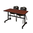 thumbnail image 1 of 48" x 30" Flip Top Mobile Training Table- Cherry and 2 "M" Stack Chairs- Black, 1 of 7