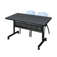 thumbnail image 1 of 48" x 30" Flip Top Mobile Training Table with Modesty Panel- Grey and 2 "M" Stack Chairs- Grey, 1 of 8