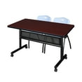 thumbnail image 1 of 48" x 30" Flip Top Mobile Training Table with Modesty Panel- Mahogany and 2 "M" Stack Chairs- Grey, 1 of 7