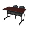 thumbnail image 1 of Regency Kobe 48 x 30 in. Flip-Top Privacy Nesting Table- Mahogany, 2 M Stack Chairs- Black, 1 of 8