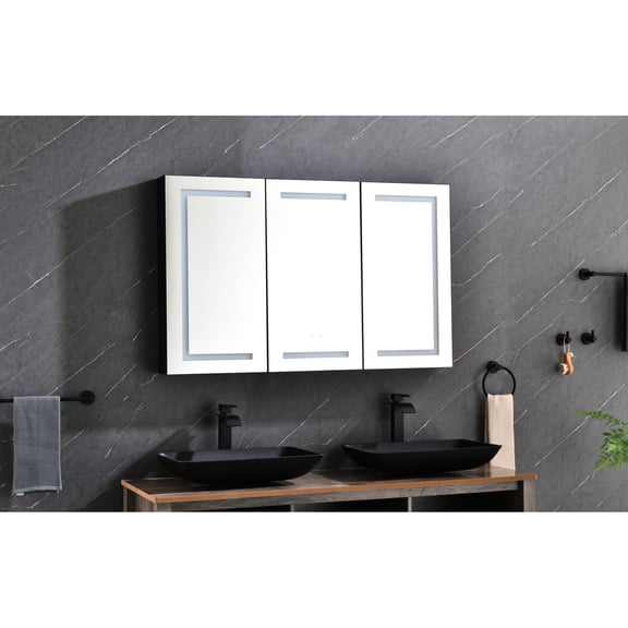 48 x 30 Inch LED Lighted Bathroom Medicine Cabinet | Adjustable Brightness and 3 Color Temperatures | High - Quality Aluminum for Long - Term Use | Anti - Fog Function Solves Vapor Problem