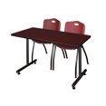 thumbnail image 1 of 48" x 30" Kobe Training Table- Mahogany and 2 "M" Stack Chairs- Burgundy, 1 of 8