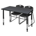 thumbnail image 1 of 48 x 30 in. Kee Height Adjustable Classroom Table, Grey & 2 in. Zeng Stack Chairs - Black, 1 of 1