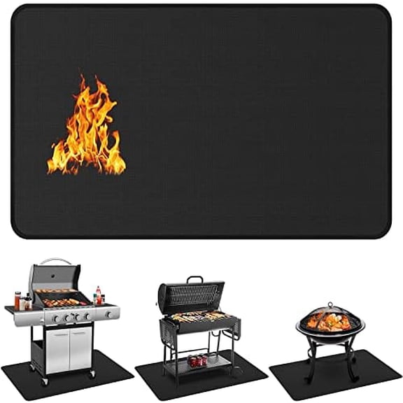 48 x 30 inch Under Grill Mats for Outdoor Grill, Double-Sided Fireproof Deck and Patio Protector Mat, Waterproof Oil-Proof BBQ Floor Pad Indoor Fire Pit Fireplace Mat (0.9mm)