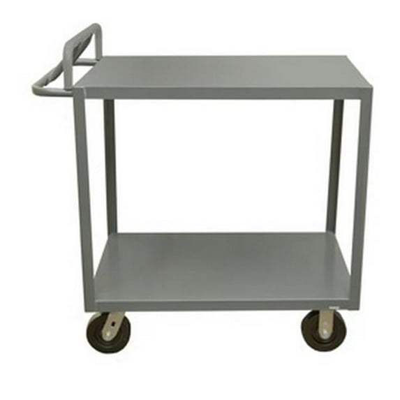 48 x 30 x 43.75 in. 2 Shelf Heavy Rolling Stock Cart with Ergonomic Handle & All Lips Down, Gray