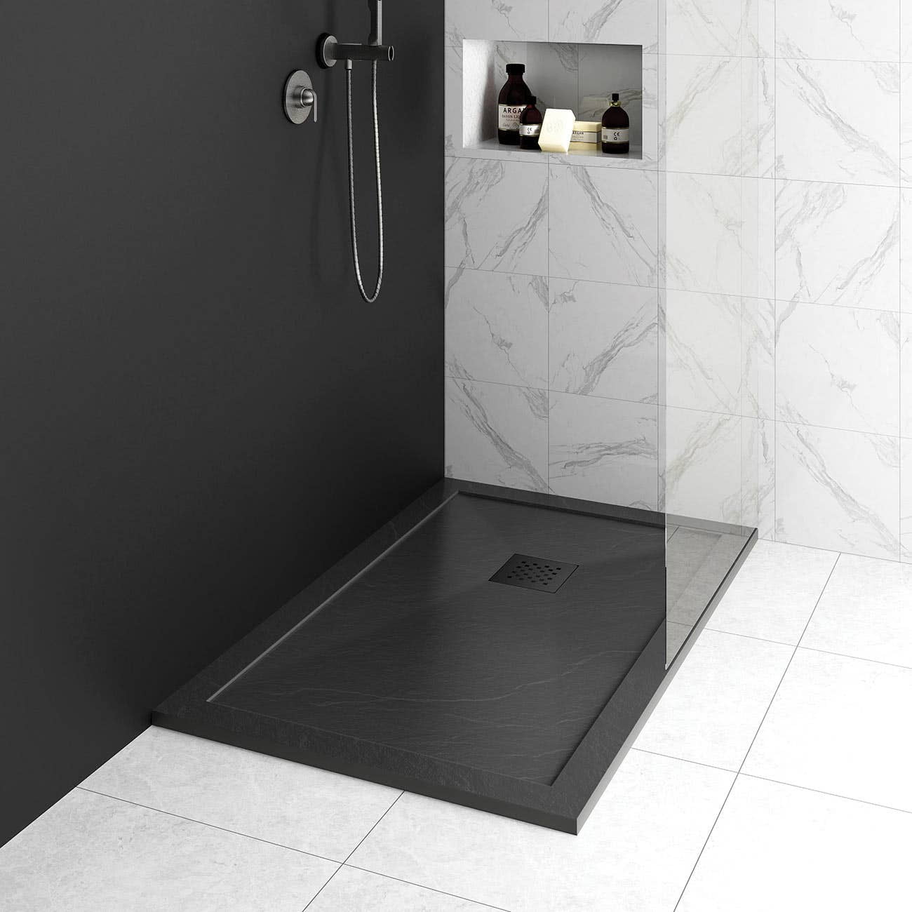 48 x 32 Resin Shower Base with Lip - Slate