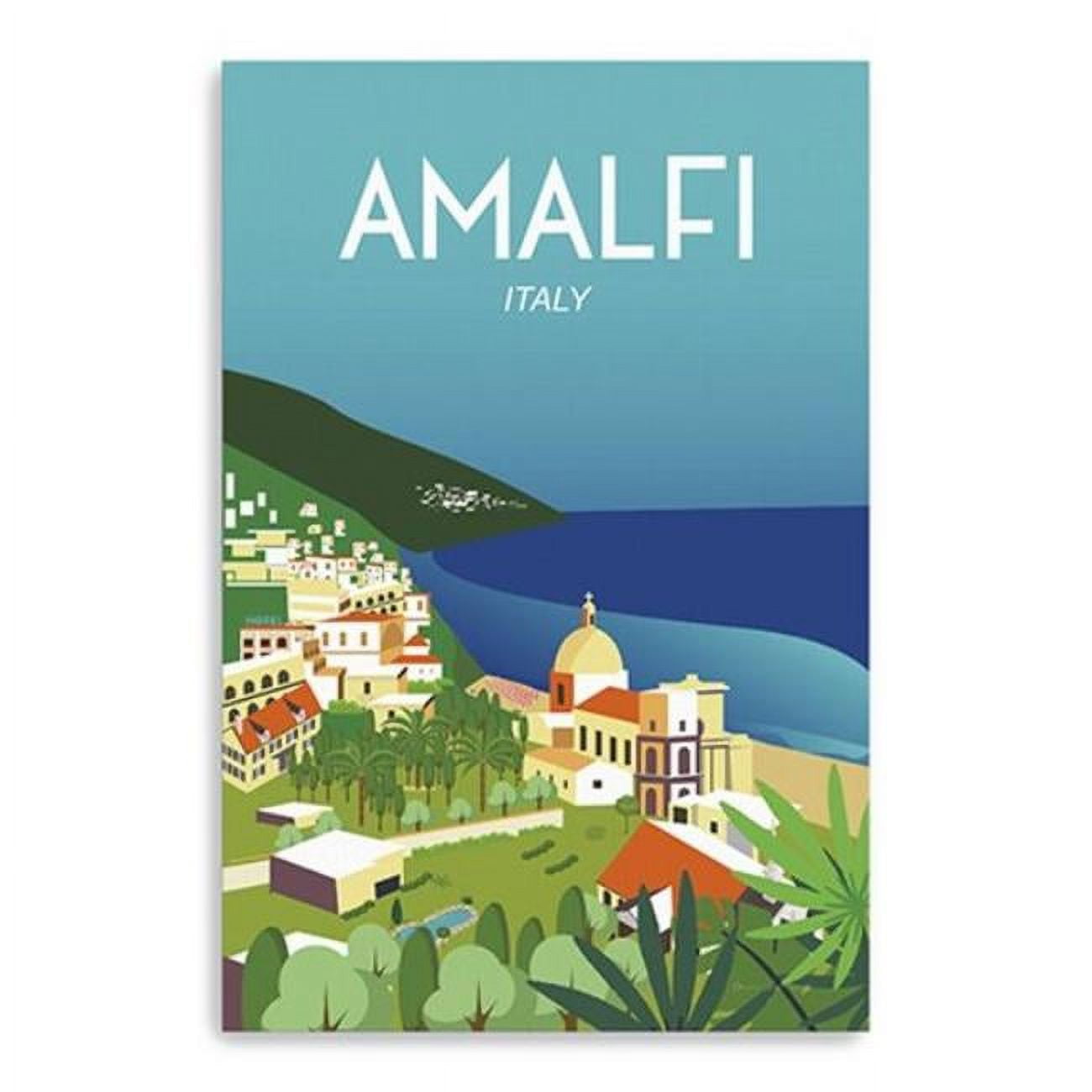 48" x 32" Blue and Green Amalfi Coast Canvas Wall Art
