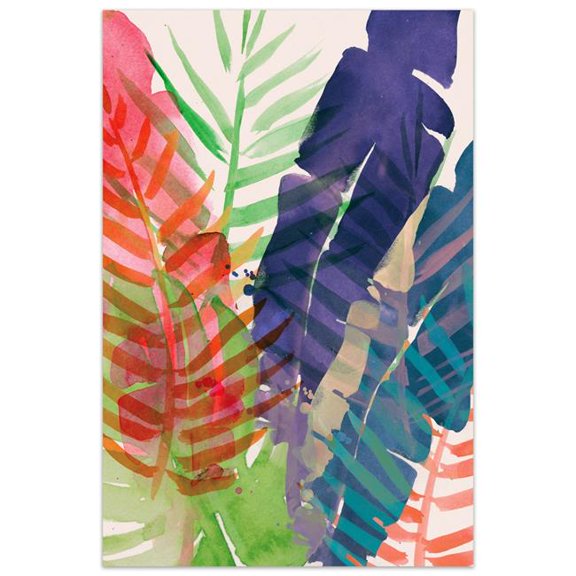 48 x 32 in. Electric Palms Colorful Frameless Tempered Glass Panel Contemporary Wall Art