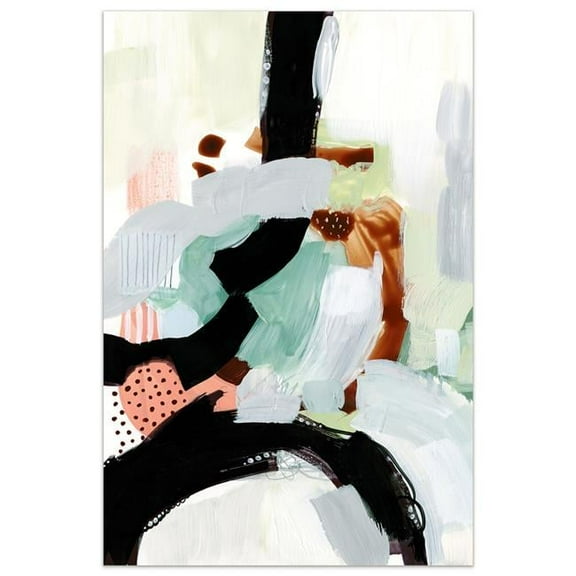 48 x 32 in. Synchronal I Abstract Colorful Frameless Tempered Glass Panel Contemporary Wall Art