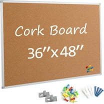 48" x 36" Cork Bulletin Board Aluminum Frame with 15 Pushpins, Wall and Office Decor for School, Home & Office,Silver