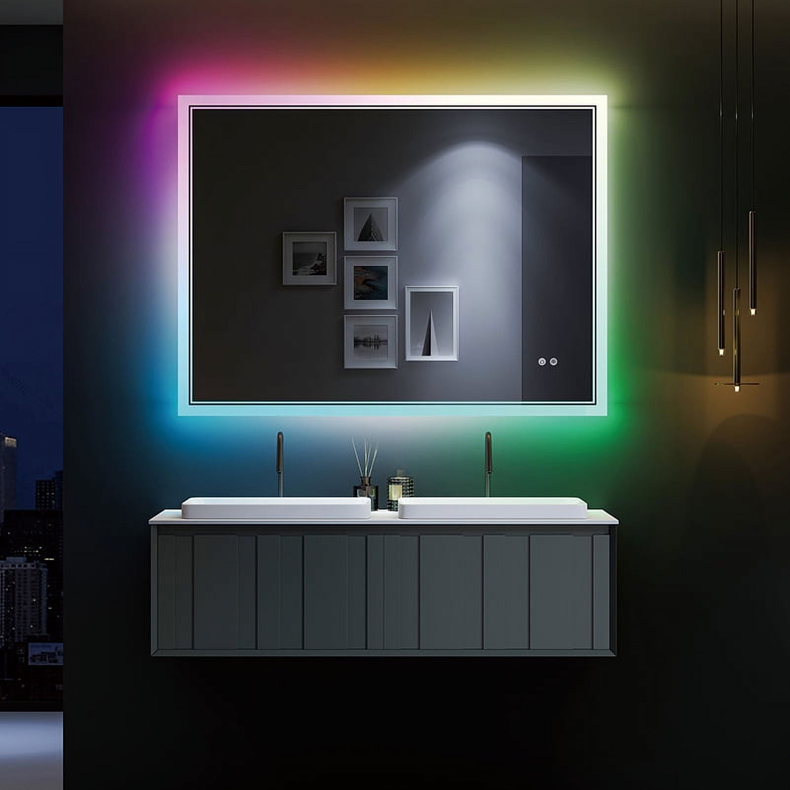 48 x 36 Inch LED Bathroom Mirror RGB Color Changing Mirror with