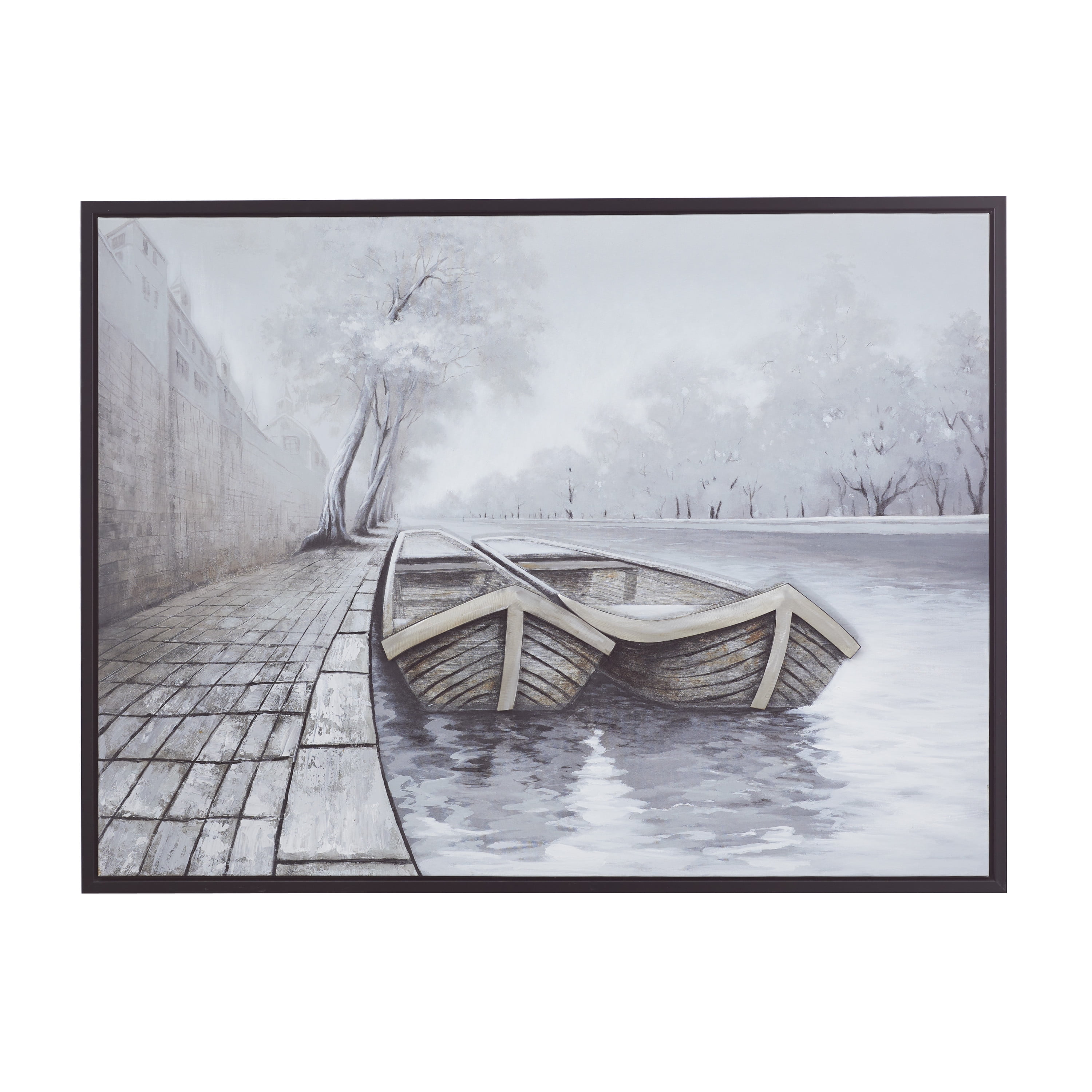 48" x 36" Sail Boat Framed Wall Art with Black Frame, by DecMode