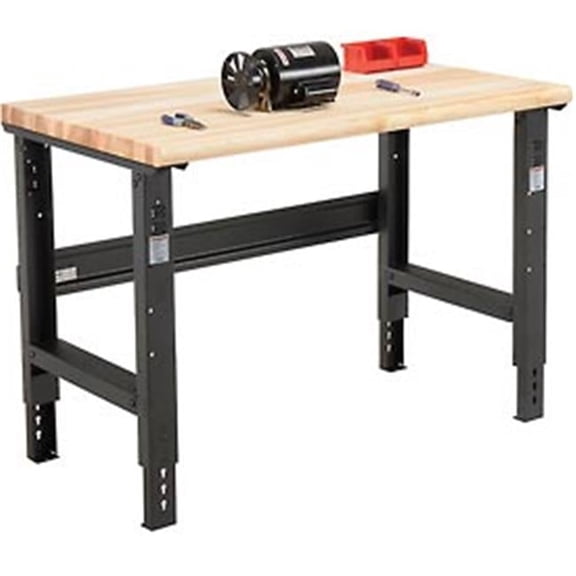 48 x 36 in. Maple Butcher Block Safety Edge Adjustable Workbench - Black