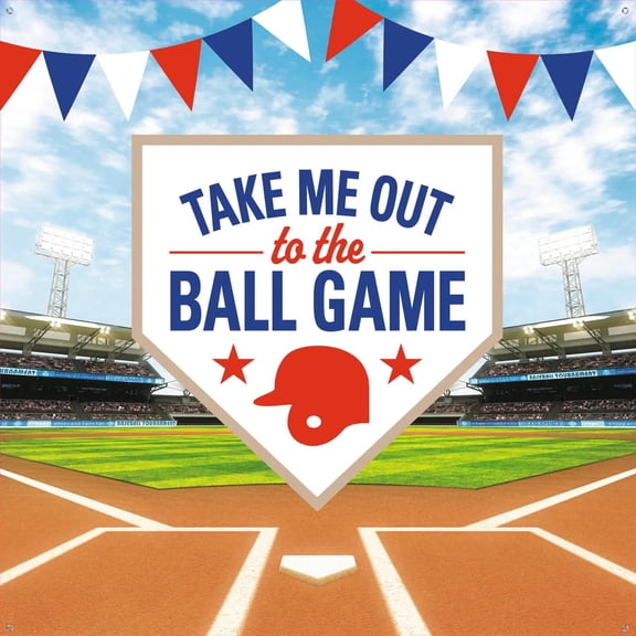 48" x 48" Baseball Take Me Out to the Ball Game Polyester Car Tailgate Backdrop