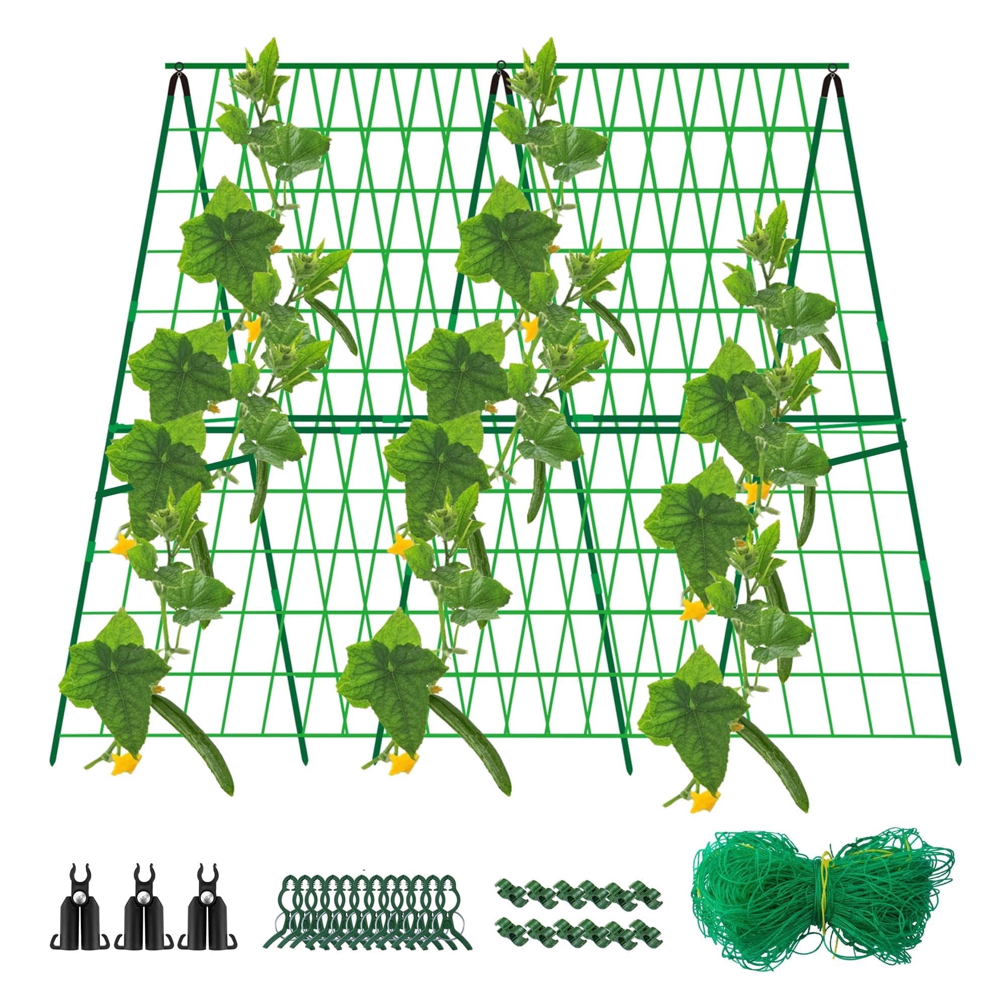 Ebaokuup 48" x 48" Foldable Green Cucumber Trellis with Net & Clips