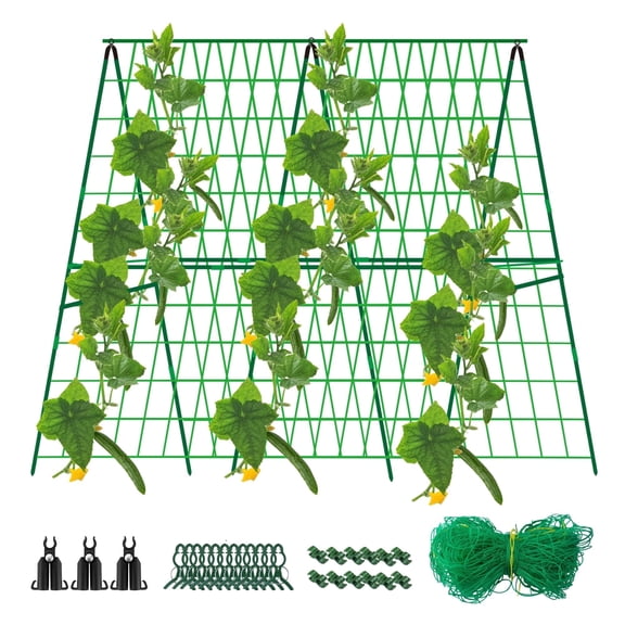 Ebaokuup 48" x 48" Foldable Green Cucumber Trellis with Net & Clips