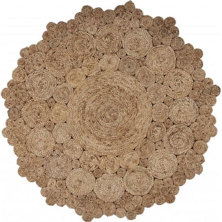 48 x 48 in. Natural Bursting Medallion Boutique Jute Rug