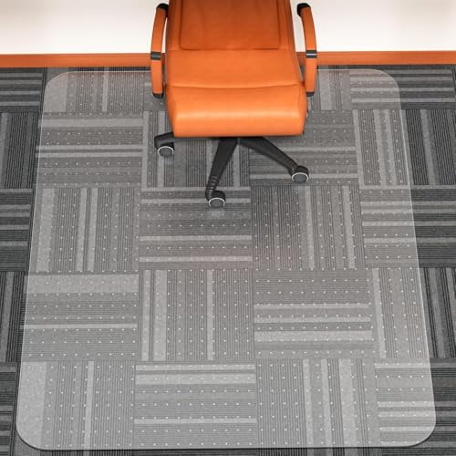 48 x 60 Inch Clear Office Chair Mat for Carpet, Thick Transparent Plastic Floor Protector with Non-Slip Grips for Computer Desk and Rolling Chairs