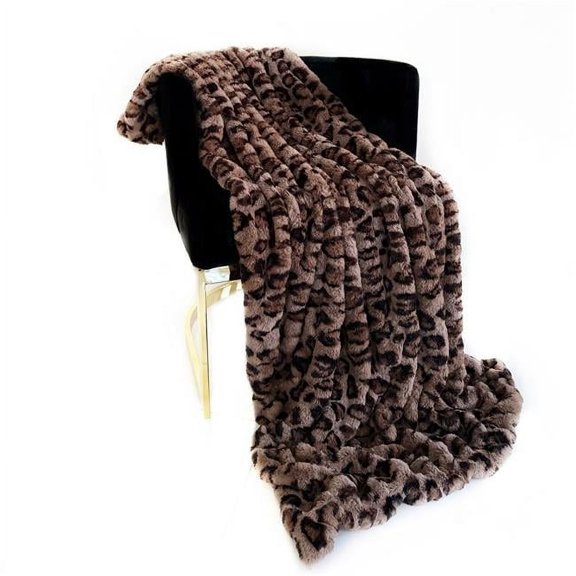 48 x 60 in. Leopard Faux Fur Luxury Throw Blanket, Brown