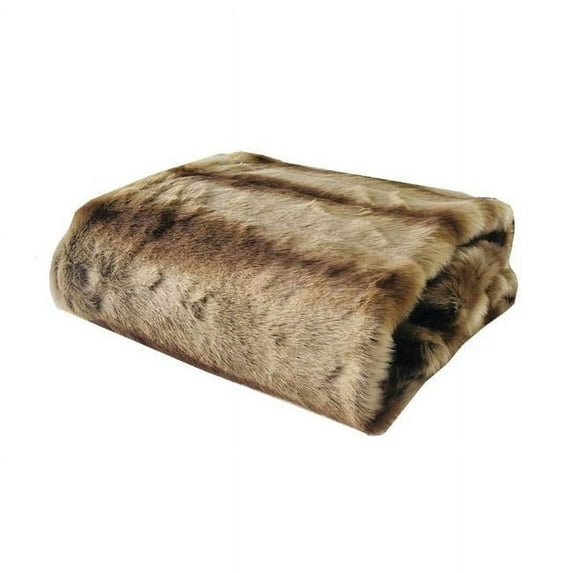 48 x 60 in. Sheared Faux Chinchilla Luxury Throw - Gold, Beige & Brown