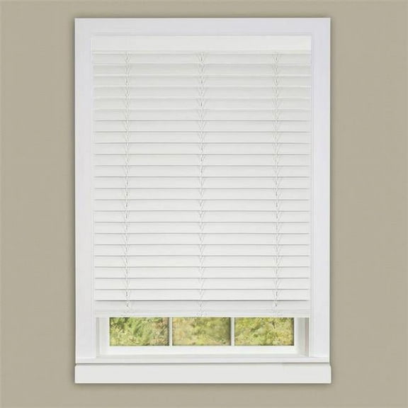 48 x 64 in. Cordless GII Madera Falsa 2 in. Faux Wood Plantation Blind - White